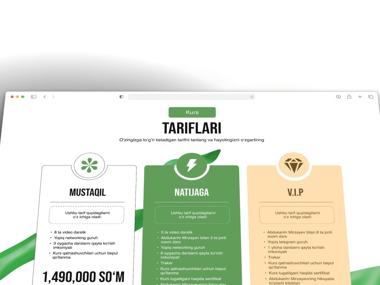 🌐 Abdukarim Mirzayev - Tuzoqlardan qutilish san'ati kursi uchun sotuv sayti - 6